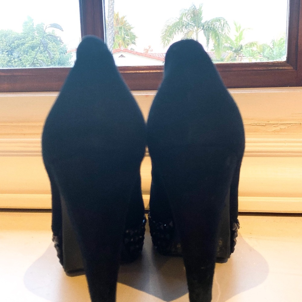 Sam Edelman black suede embellished platform pumps - Picture 4 of 8